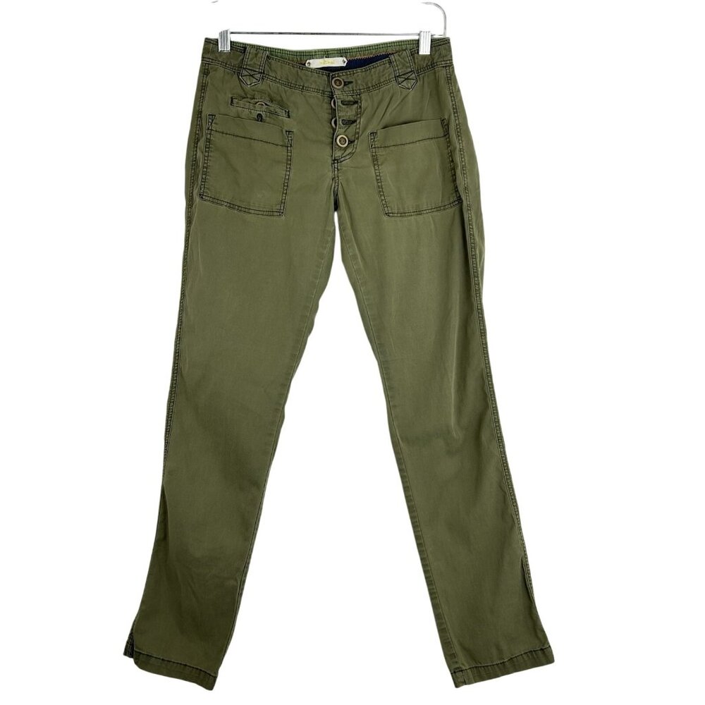 Hei Hei Anthropologie Women US 0 UK4 Exposed Button Fly Chino Pants Jeans Golden